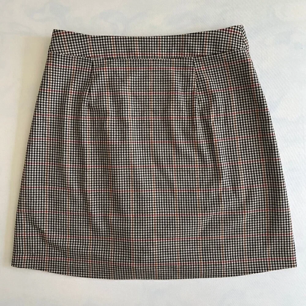 Arizona Jean Co Asymmetric Zipper Houndstooth Plaid Mini Skirt